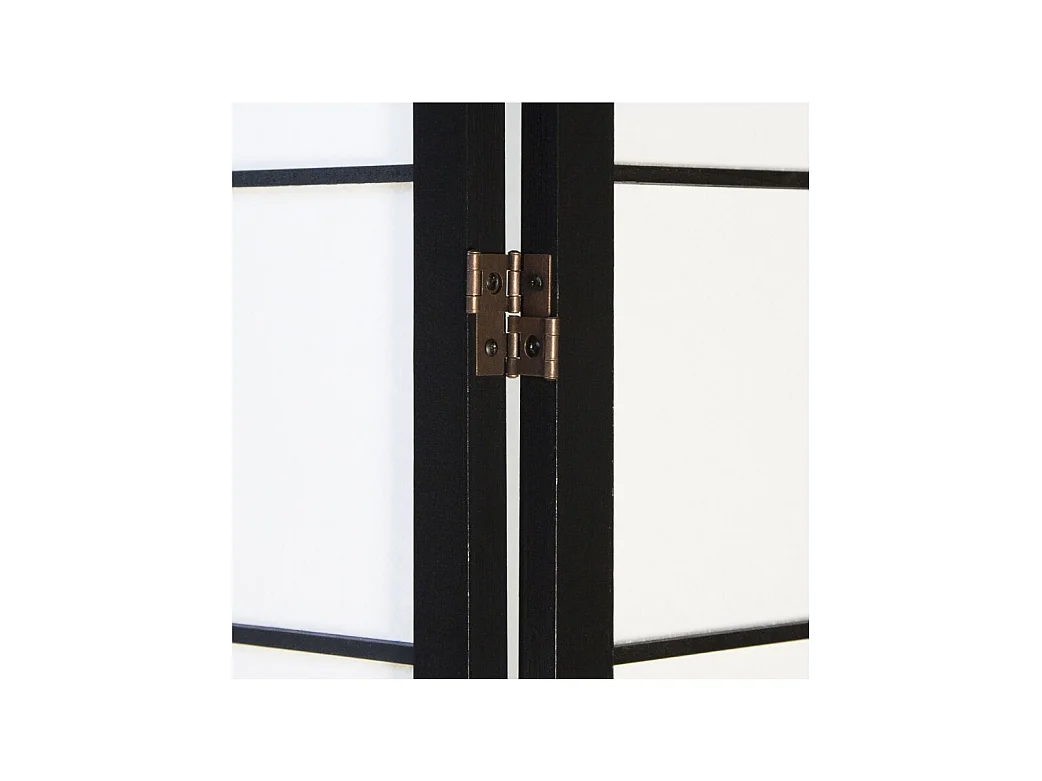 Paravent japonais grands carreaux bois noir et papier de riz - 6 pans - Dim : H 175 cm