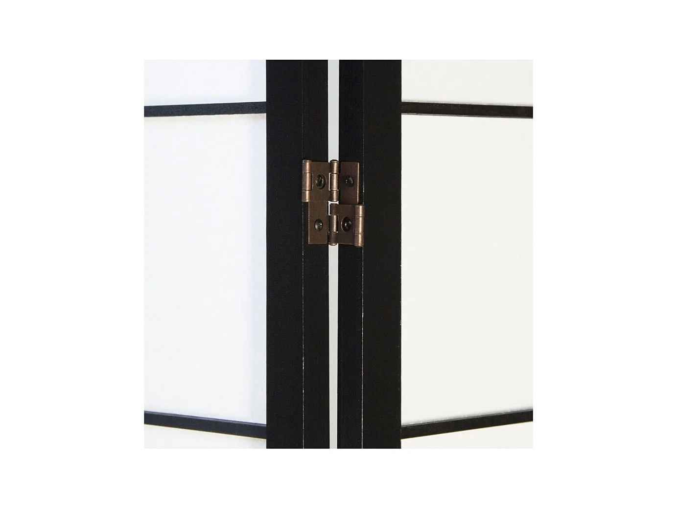 Paravent japonais grands carreaux bois noir et papier de riz - 6 pans - Dim : H 175 cm