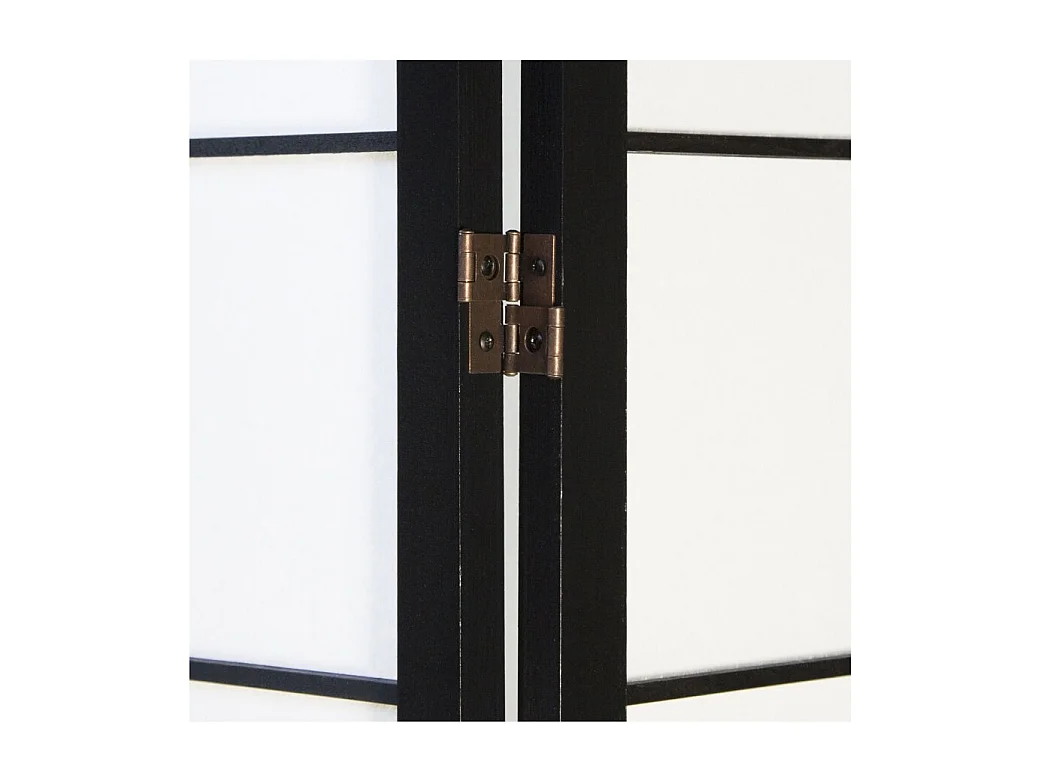 Paravent japonais grands carreaux bois noir et papier de riz - 6 pans - Dim : H 175 cm