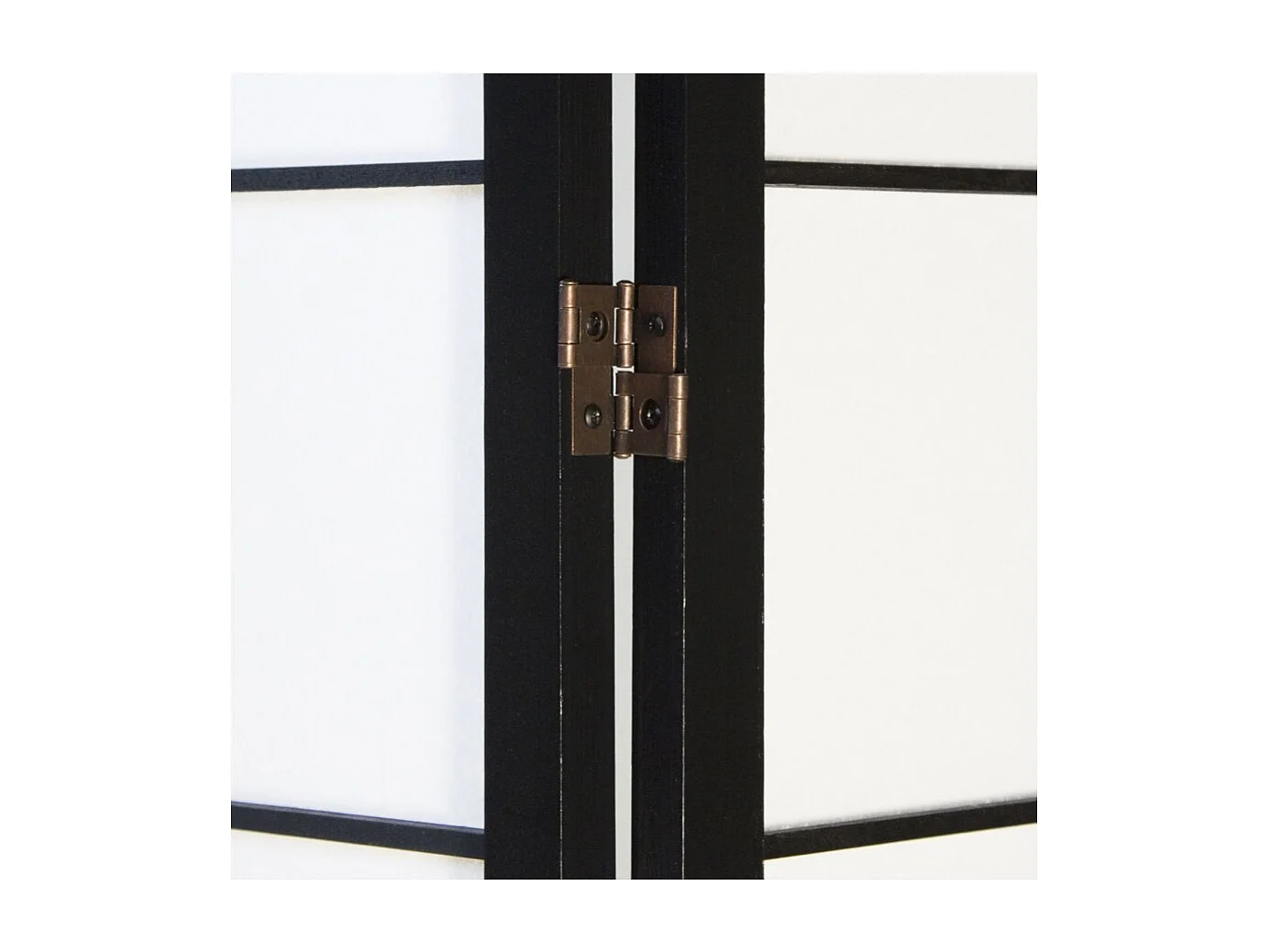 Paravent japonais grands carreaux bois noir et papier de riz - 6 pans - Dim : H 175 cm