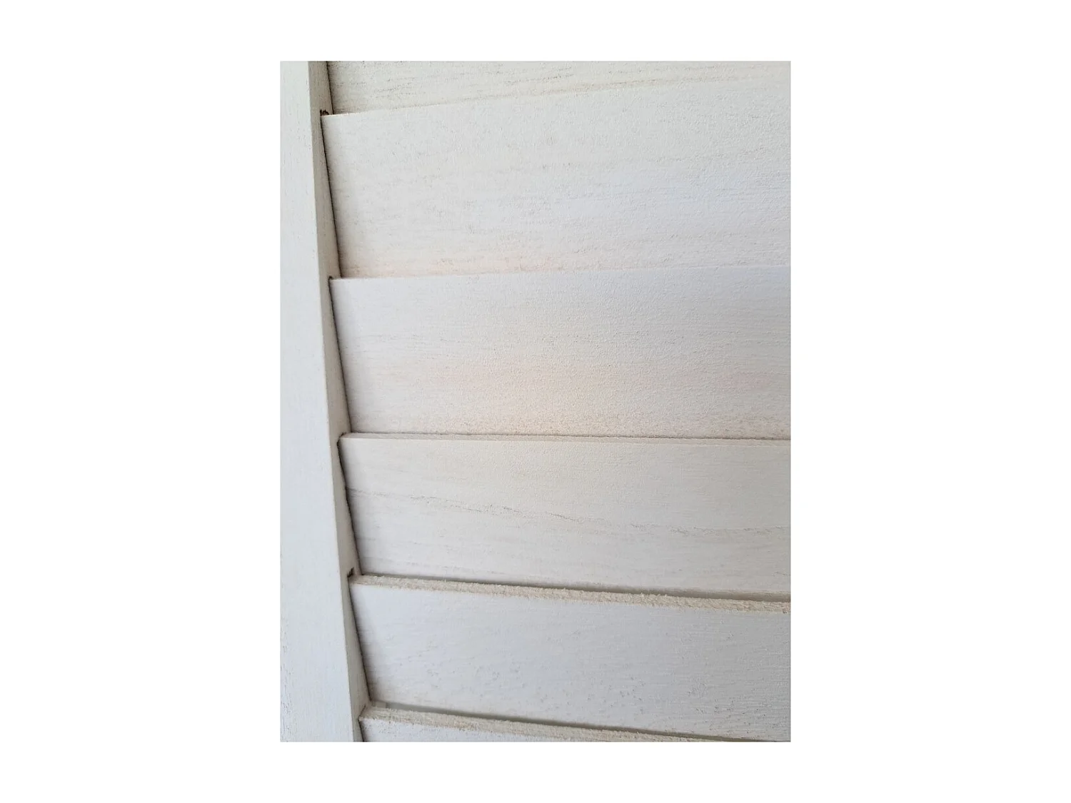 Paravent persienne de 6 pans en bois, coloris blanc lasuré Effet brocante- Dim : H170 x L240cm