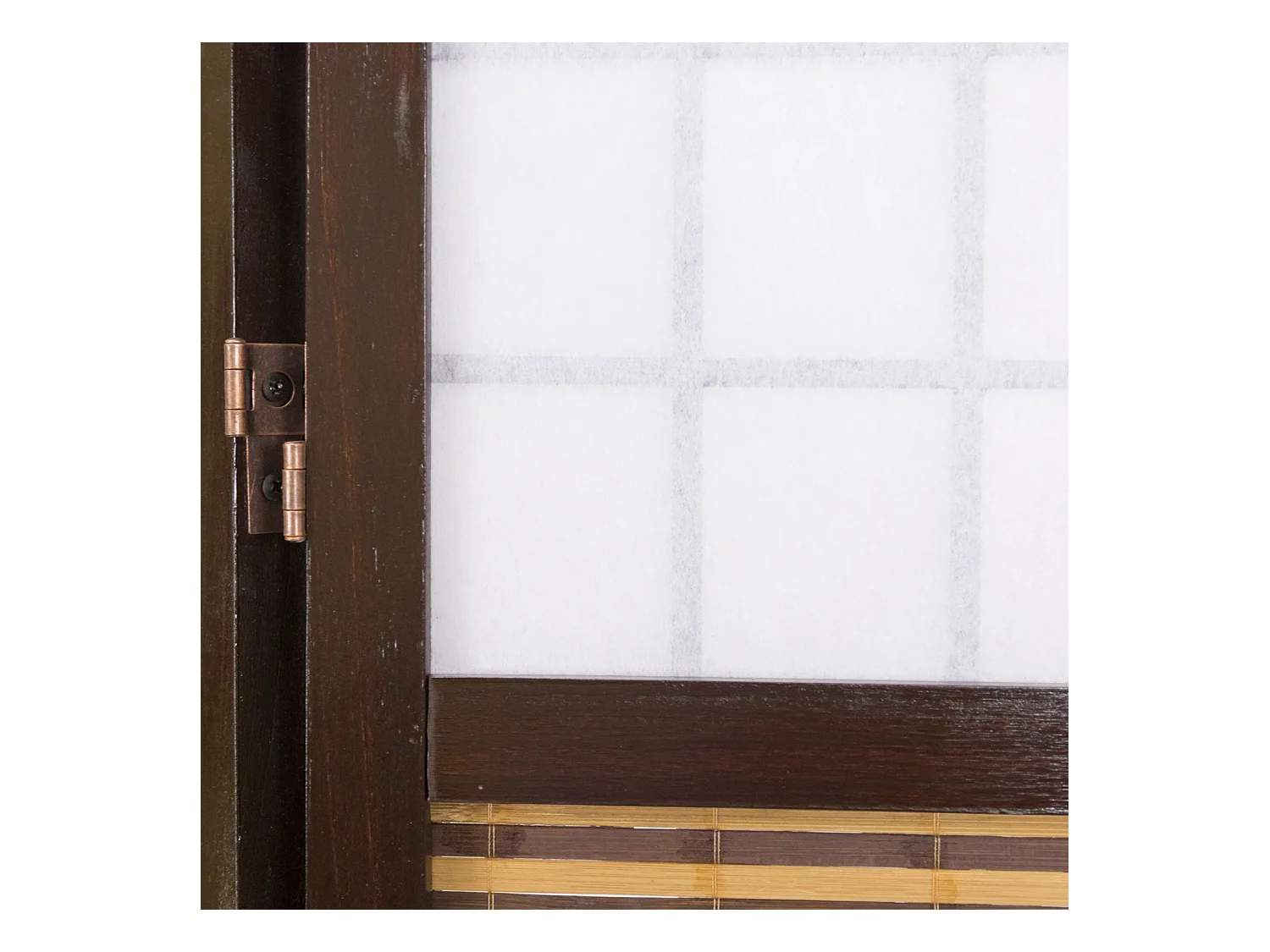 Paravent/séparateur de pièce japonais en bois avec bambou de 6 Panneaux coloris marron