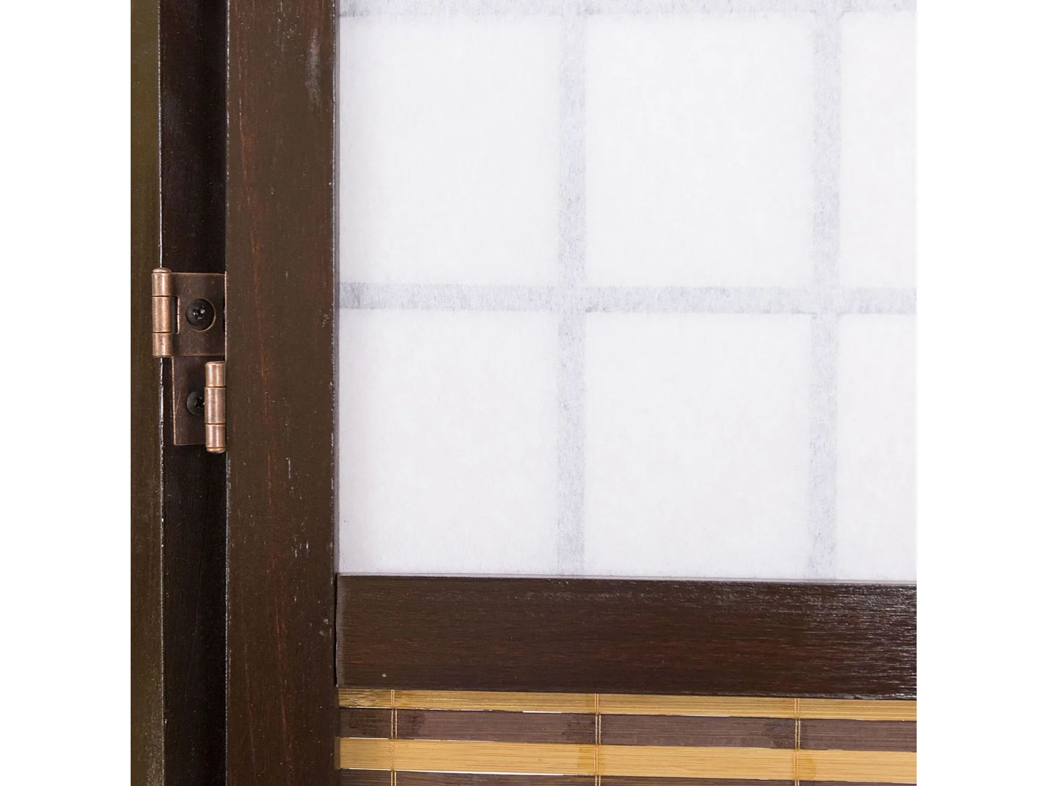 Paravent/séparateur de pièce japonais en bois avec bambou de 6 Panneaux coloris marron