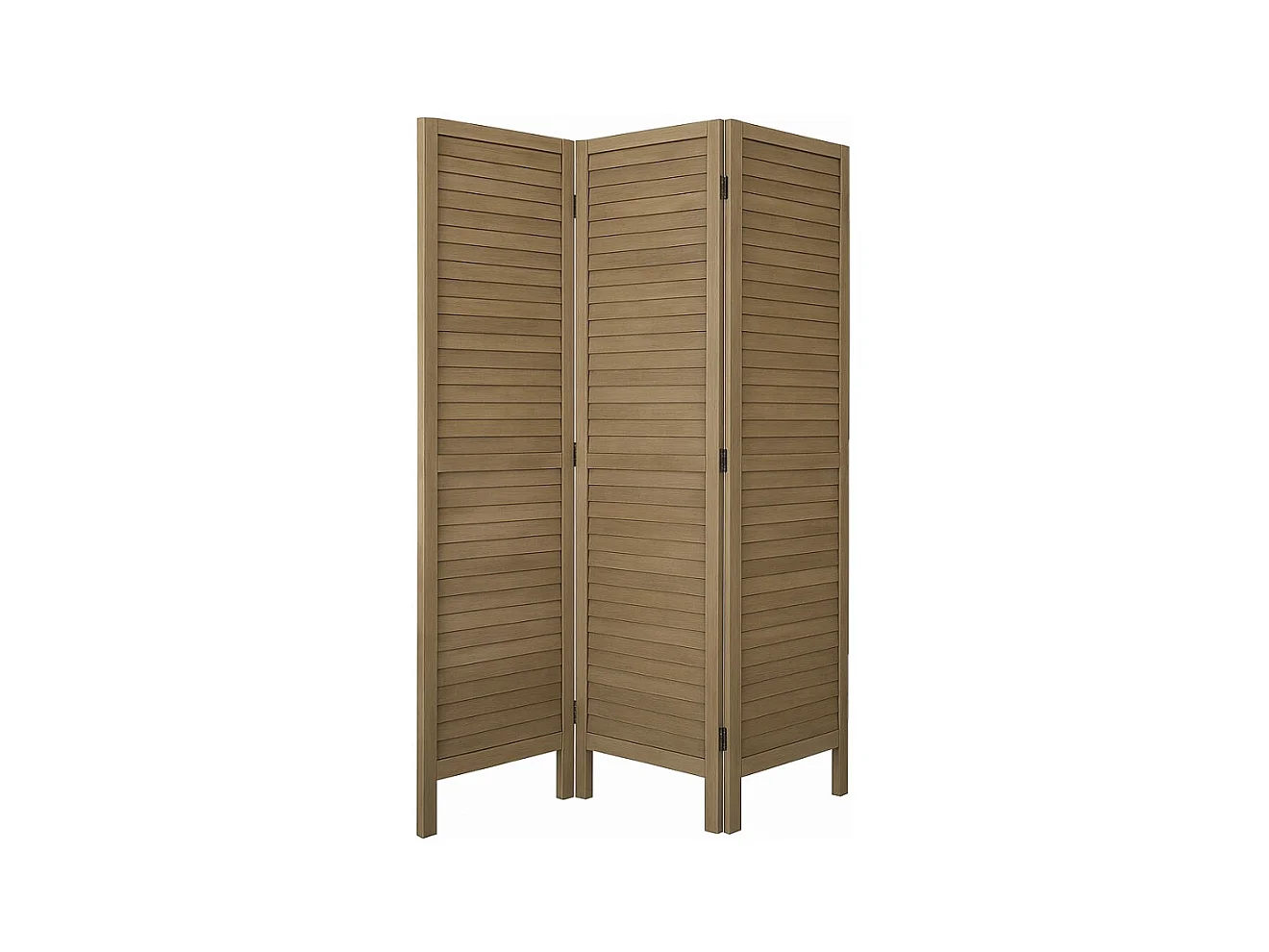 Paravent persienne de 3 pans en bois, coloris brun - Dim : H170 x L120cm