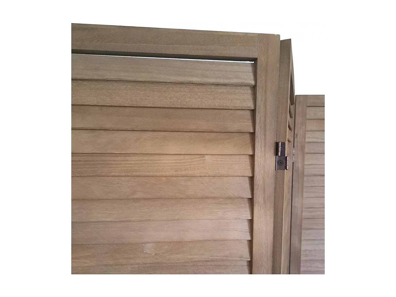 Paravent persienne de 3 pans en bois, coloris brun - Dim : H170 x L120cm