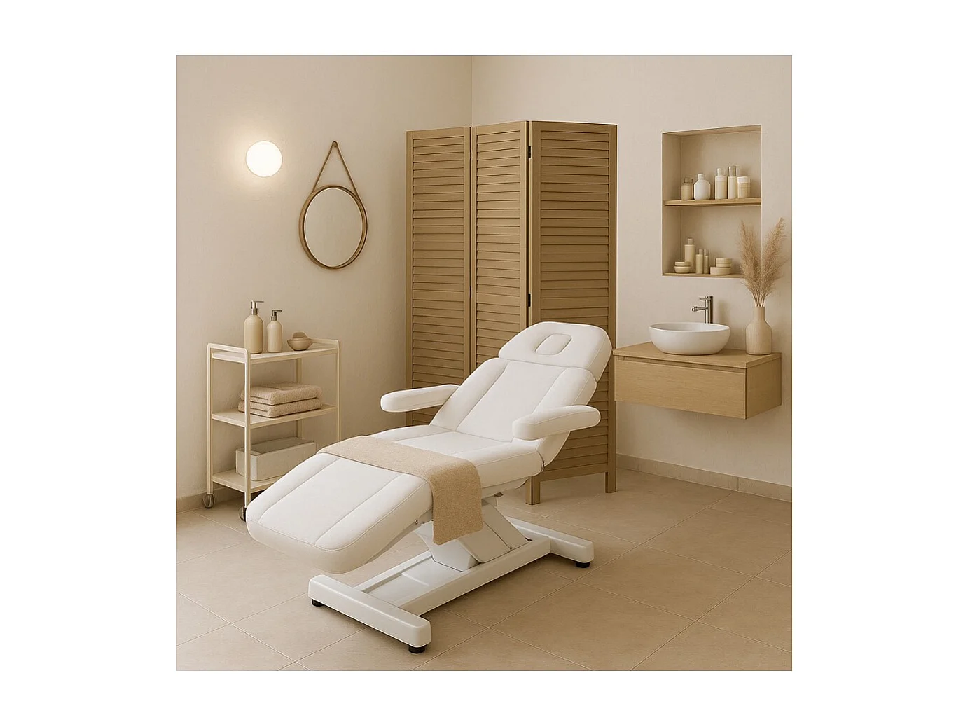 Paravent persienne de 3 pans en bois, coloris brun - Dim : H170 x L120cm