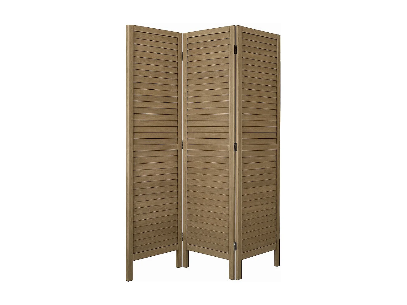Paravent persienne de 3 pans en bois, coloris brun - Dim : H170 x L120cm