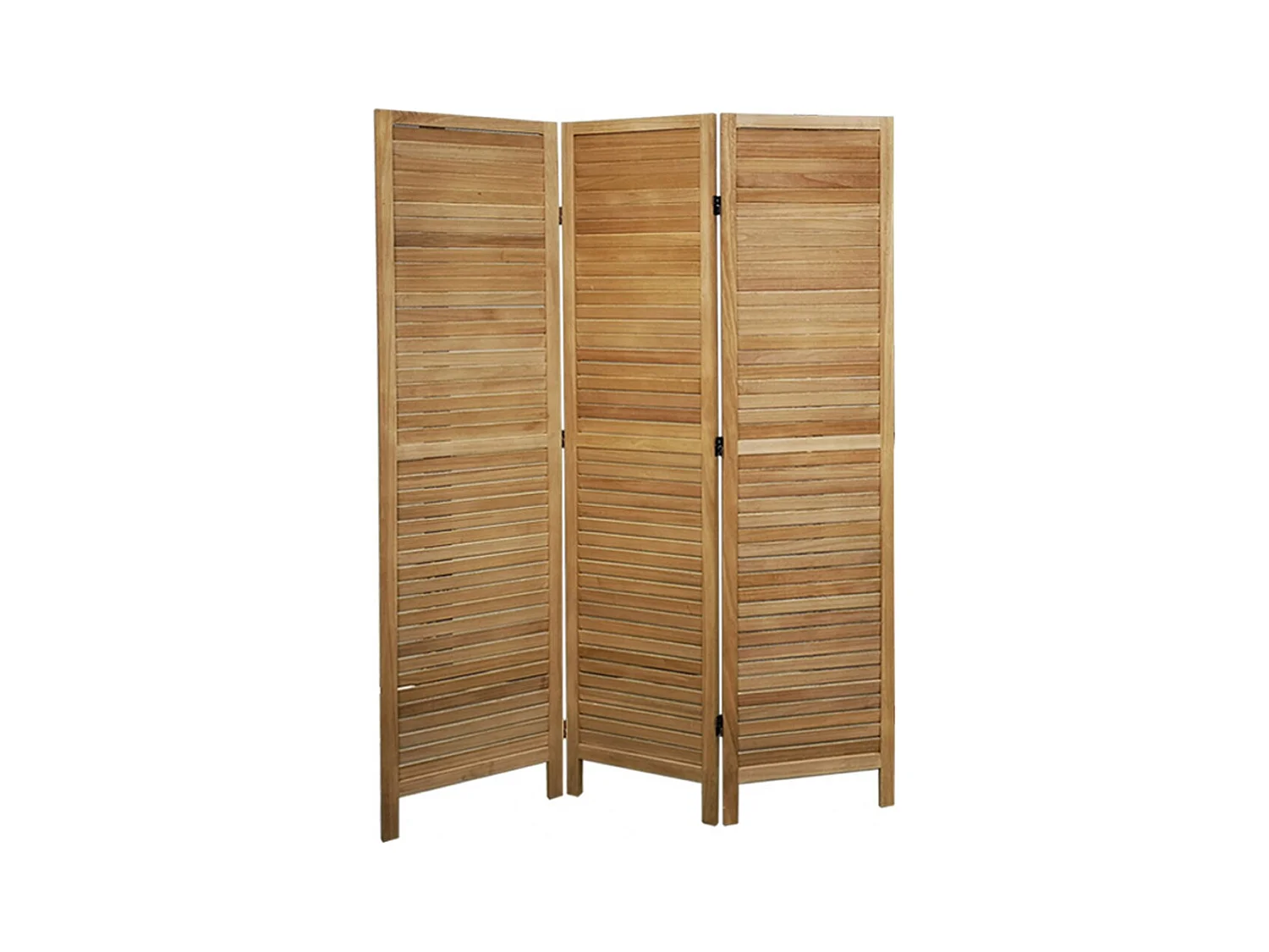 Paravent persienne de 3 pans en bois, coloris brun clair - Dim : H170 x L120cm
