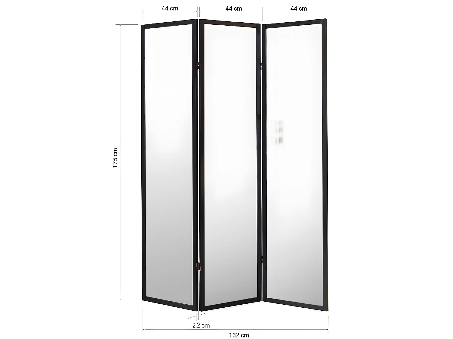 Paravent japonais fleur de cerisier en bois blanc de 3 pans, L132 x H175 x P2 cm