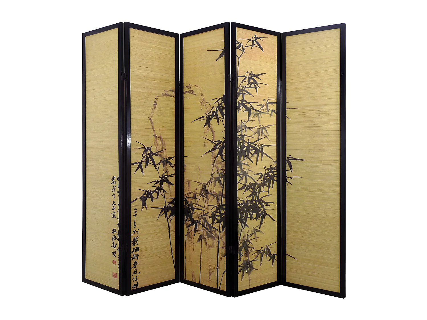 Paravent en bois de 5 pans, L200 x H176 x P2 cm