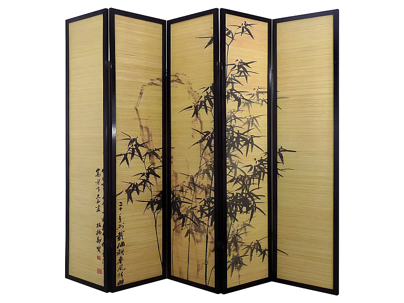 Paravent en bois de 5 pans, L200 x H176 x P2 cm