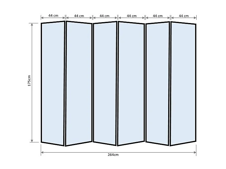 Paravent japonais fleur de cerisier en bois blanc de 6 pans, L264 x H175 x P2 cm