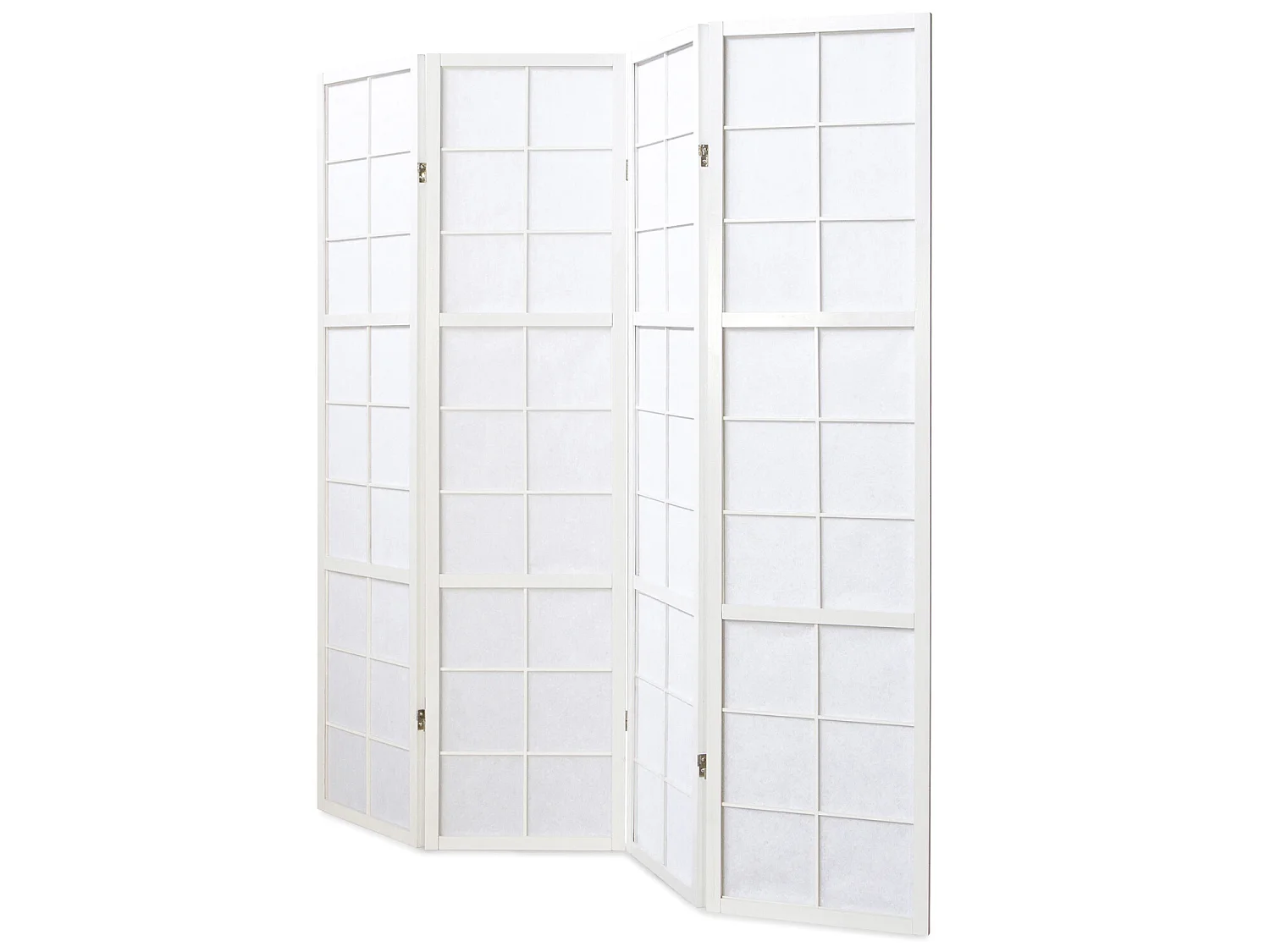 Paravent japonais Shoji en bois blanc de 4 pans