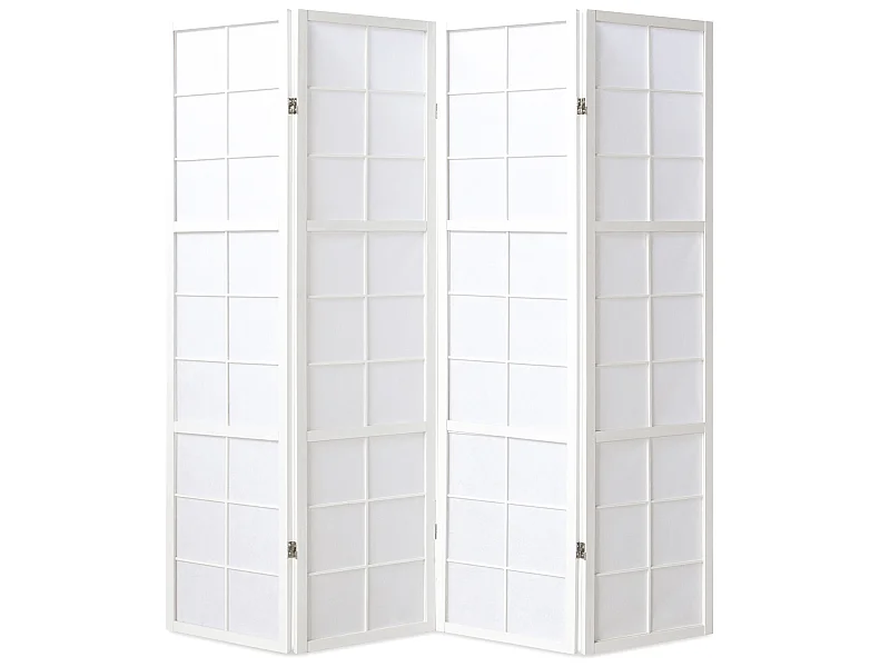 Paravent japonais Shoji en bois blanc de 4 pans