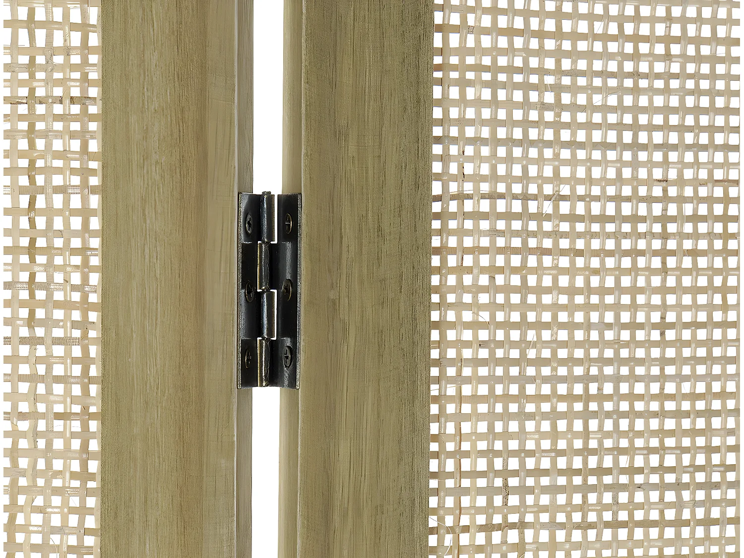 Paravent de 3 pans en bois de paulownia et rotin coloris naturel - Longueur 120 x Hauteur 170 x Profondeur 1.7 cm