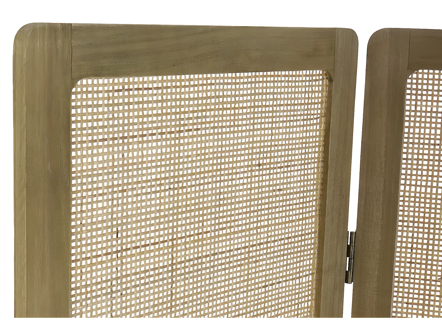 Paravent de 3 pans en bois de paulownia et rotin coloris naturel - Longueur 120 x Hauteur 170 x Profondeur 1.7 cm