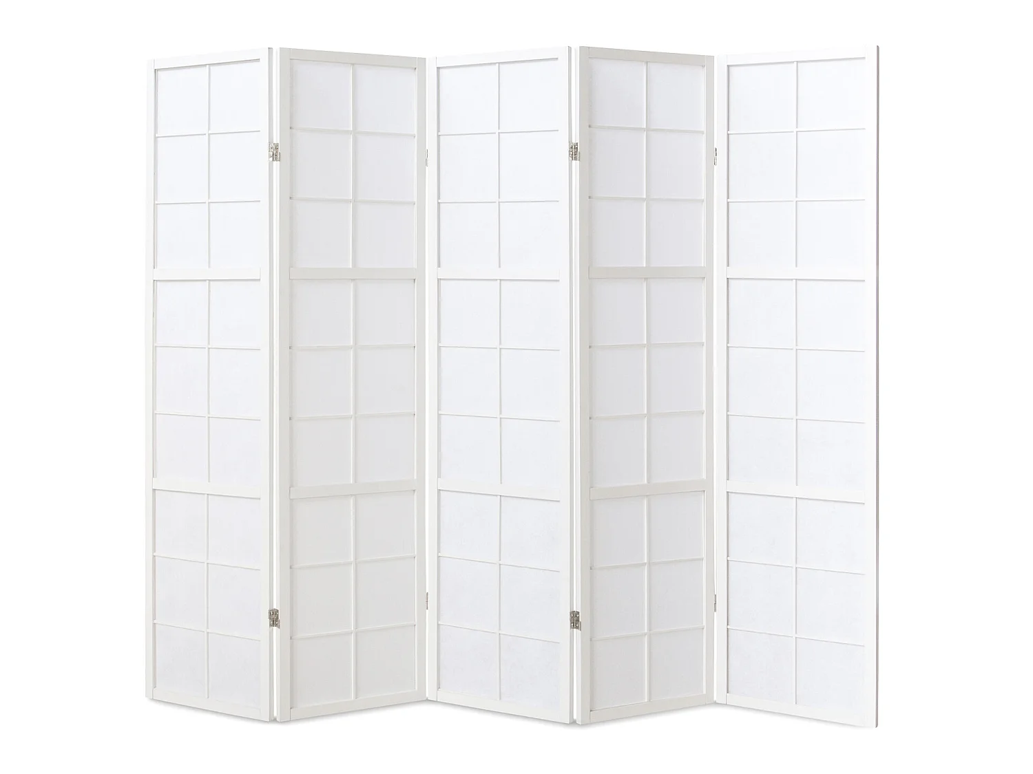 Paravent japonais Shoji en bois blanc de 5 pans