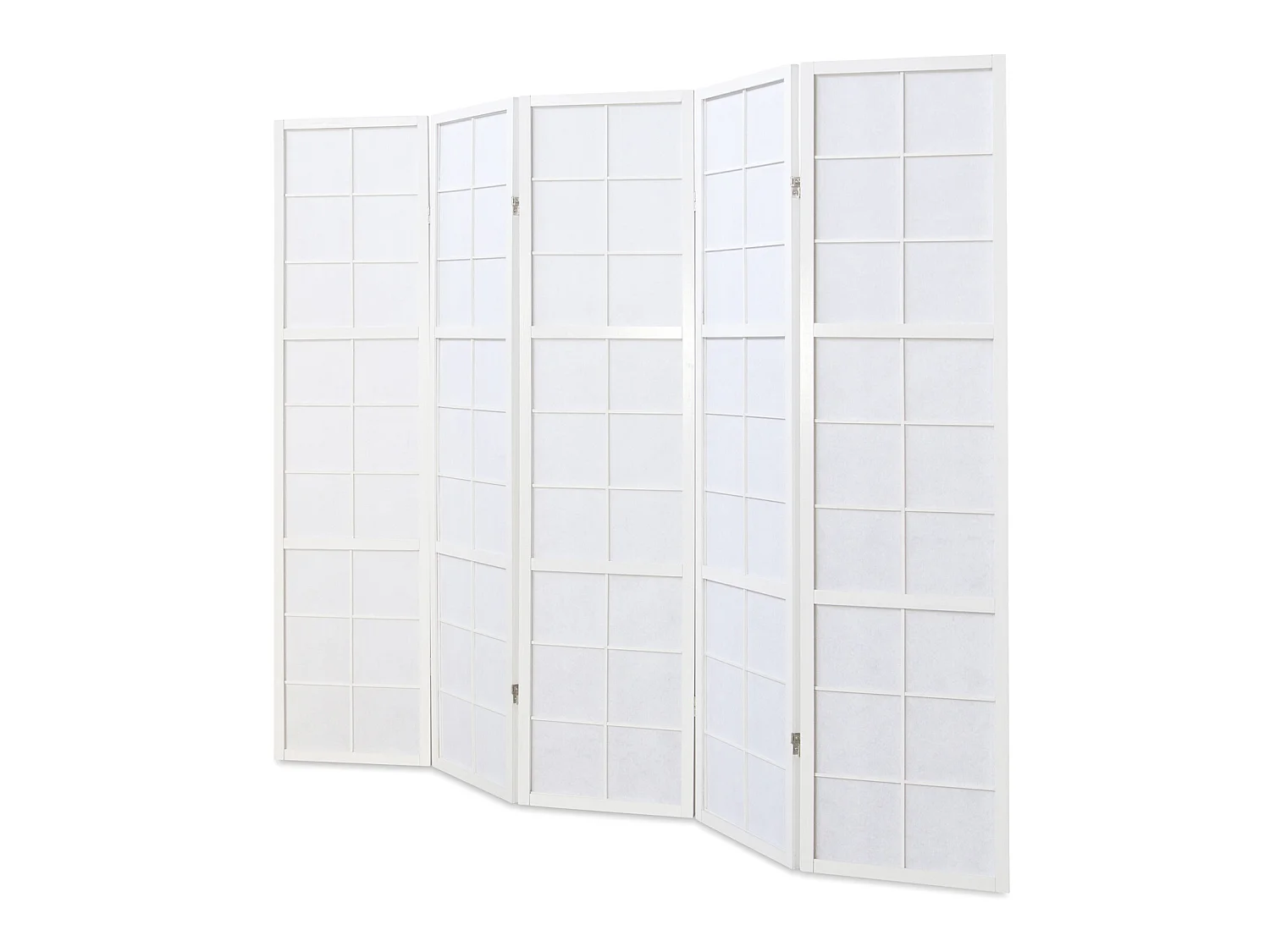 Paravent japonais Shoji en bois blanc de 5 pans