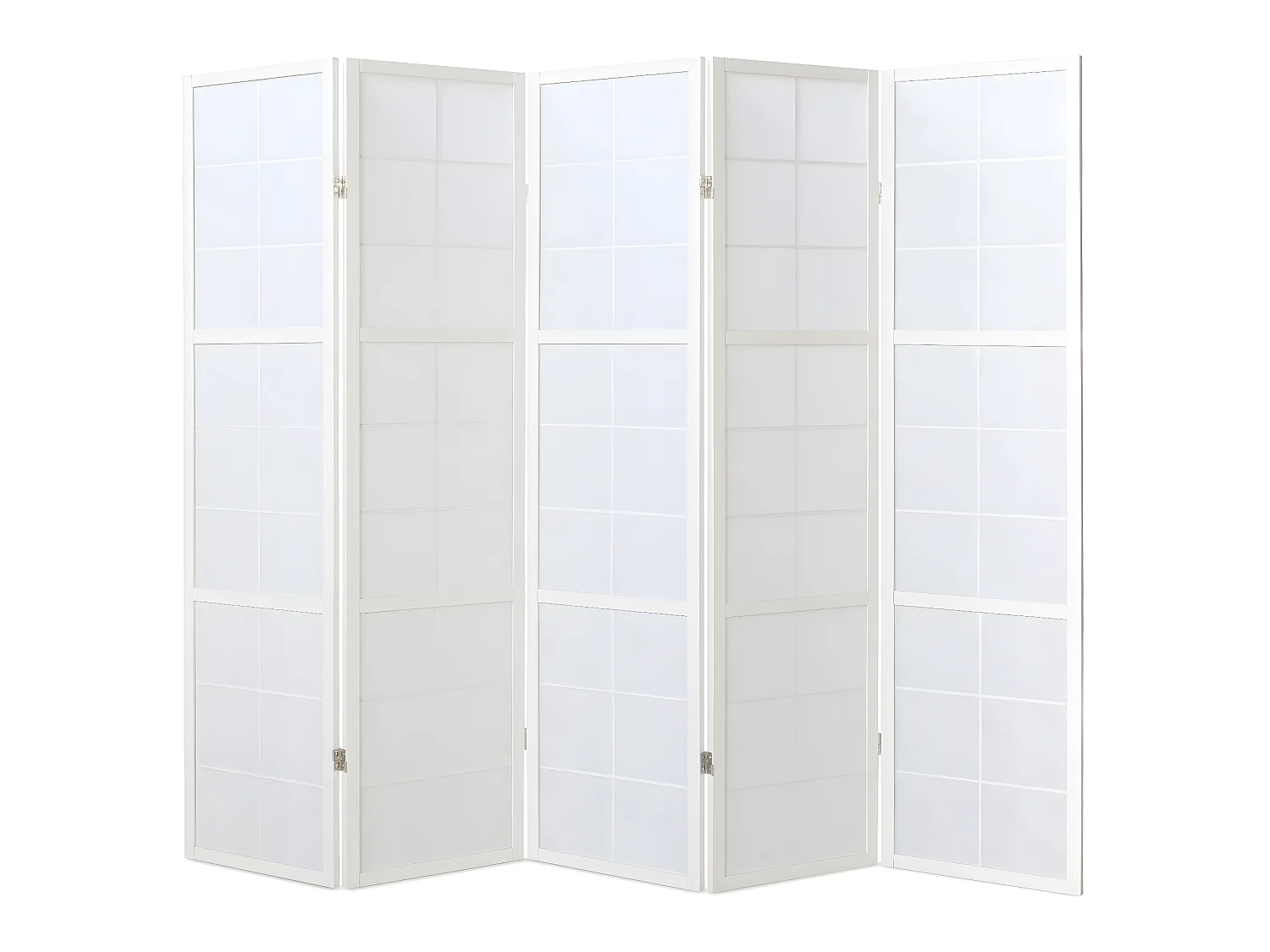 Paravent japonais Shoji en bois blanc de 5 pans