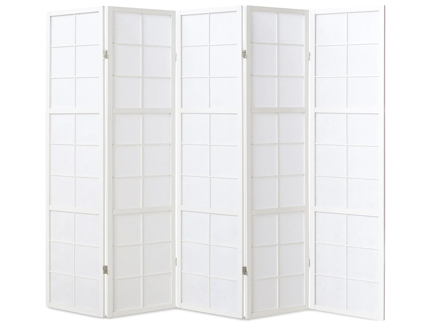 Paravent japonais Shoji en bois blanc de 5 pans