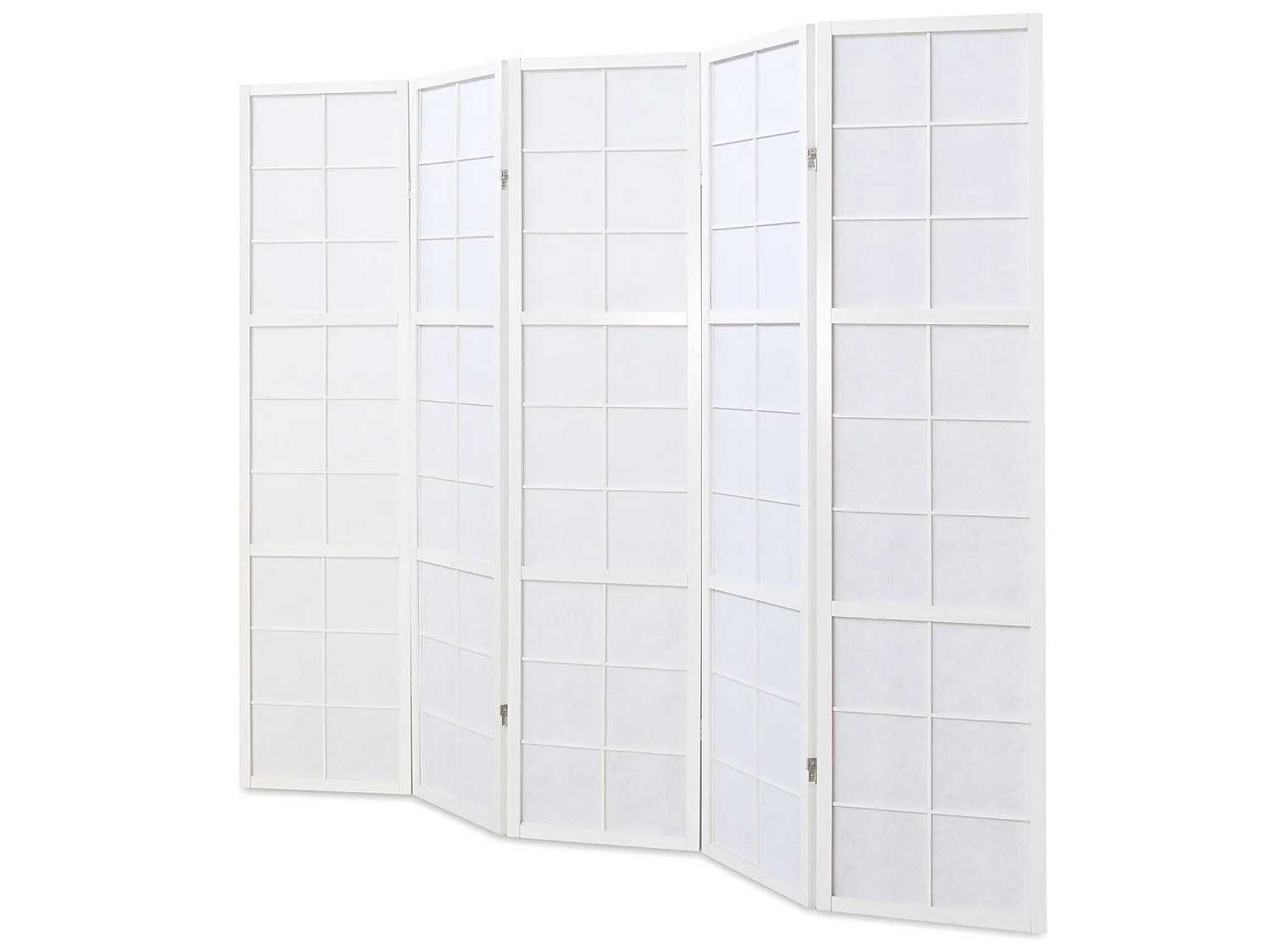 Paravent japonais Shoji en bois blanc de 5 pans