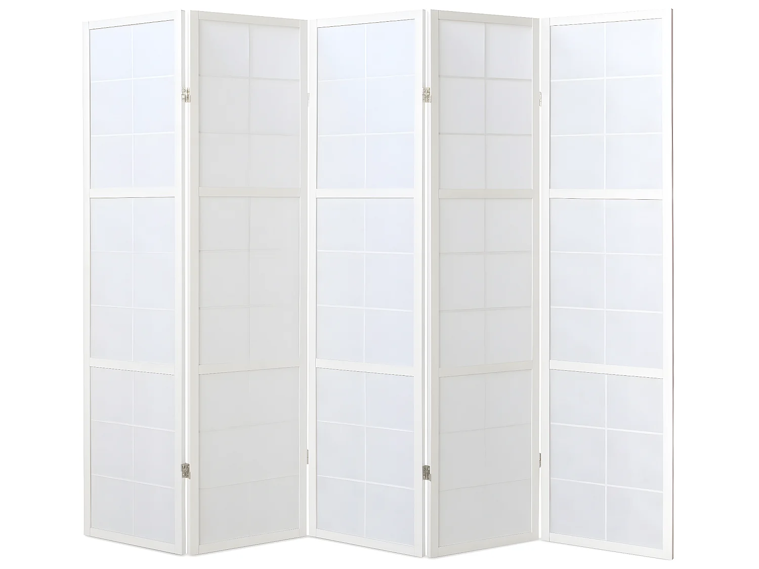 Paravent japonais Shoji en bois blanc de 5 pans
