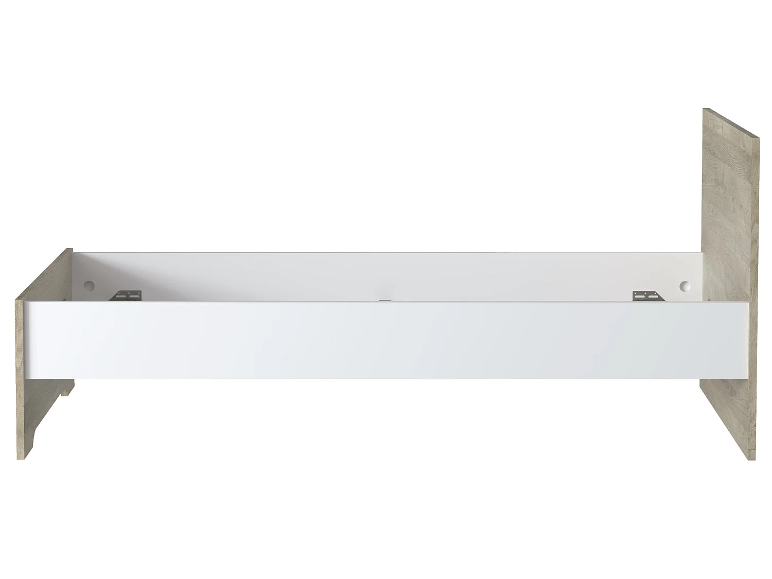 Lit enfant simple en mélamine coloris blanc/chêne - Longueur 99,2 x Profondeur 206,3 x Hauteur 90 cm