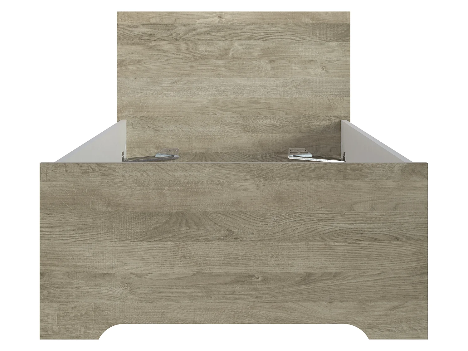 Lit enfant simple en mélamine coloris blanc/chêne - Longueur 99,2 x Profondeur 206,3 x Hauteur 90 cm