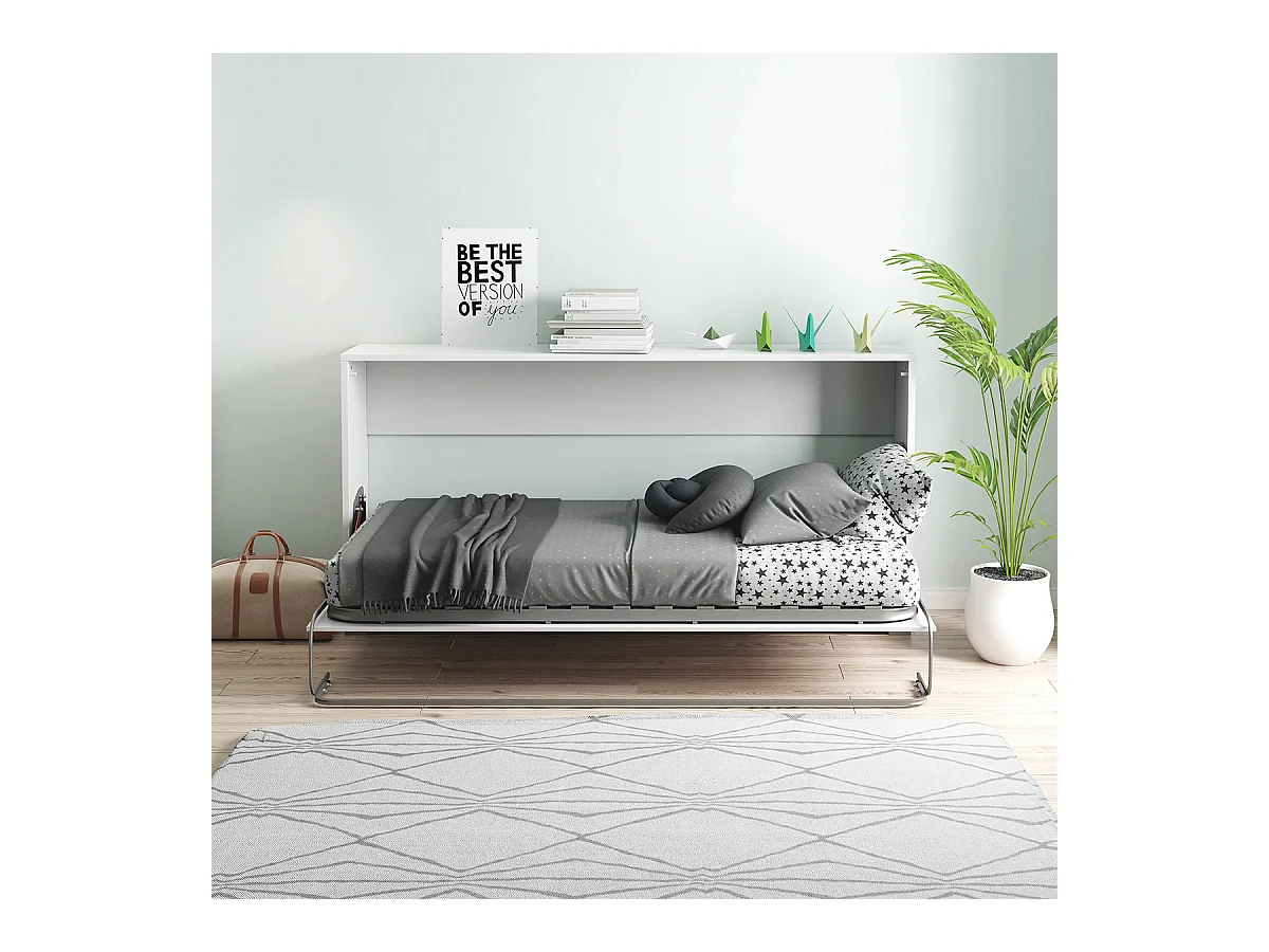 Lit d'appoint escamotable coloris blanc - couchage longueur 190 x largeur 90 cm