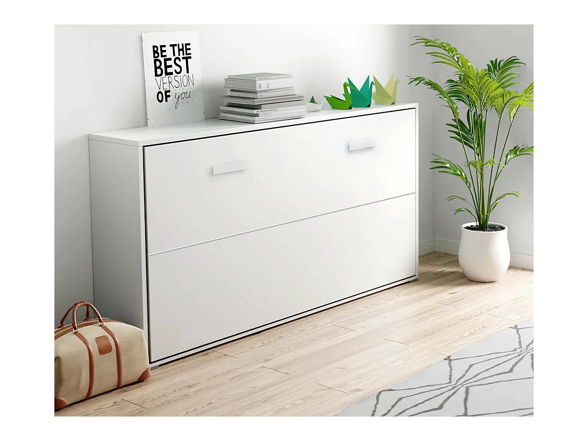 Lit d'appoint escamotable coloris blanc - couchage longueur 190 x largeur 90 cm