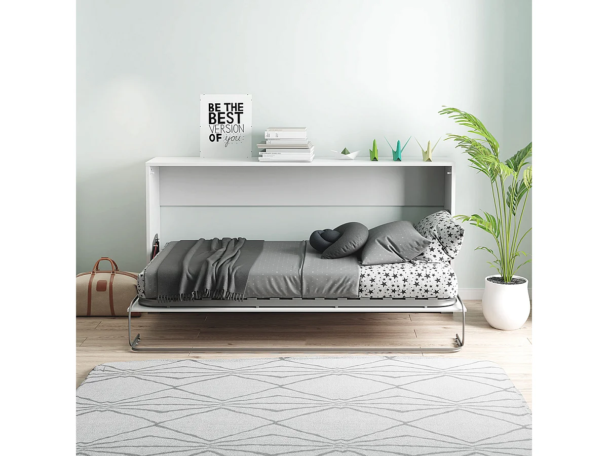 Lit d'appoint escamotable coloris blanc - couchage longueur 190 x largeur 90 cm