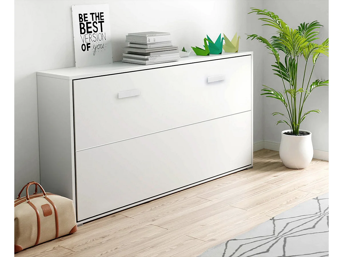 Lit d'appoint escamotable coloris blanc - couchage longueur 190 x largeur 90 cm