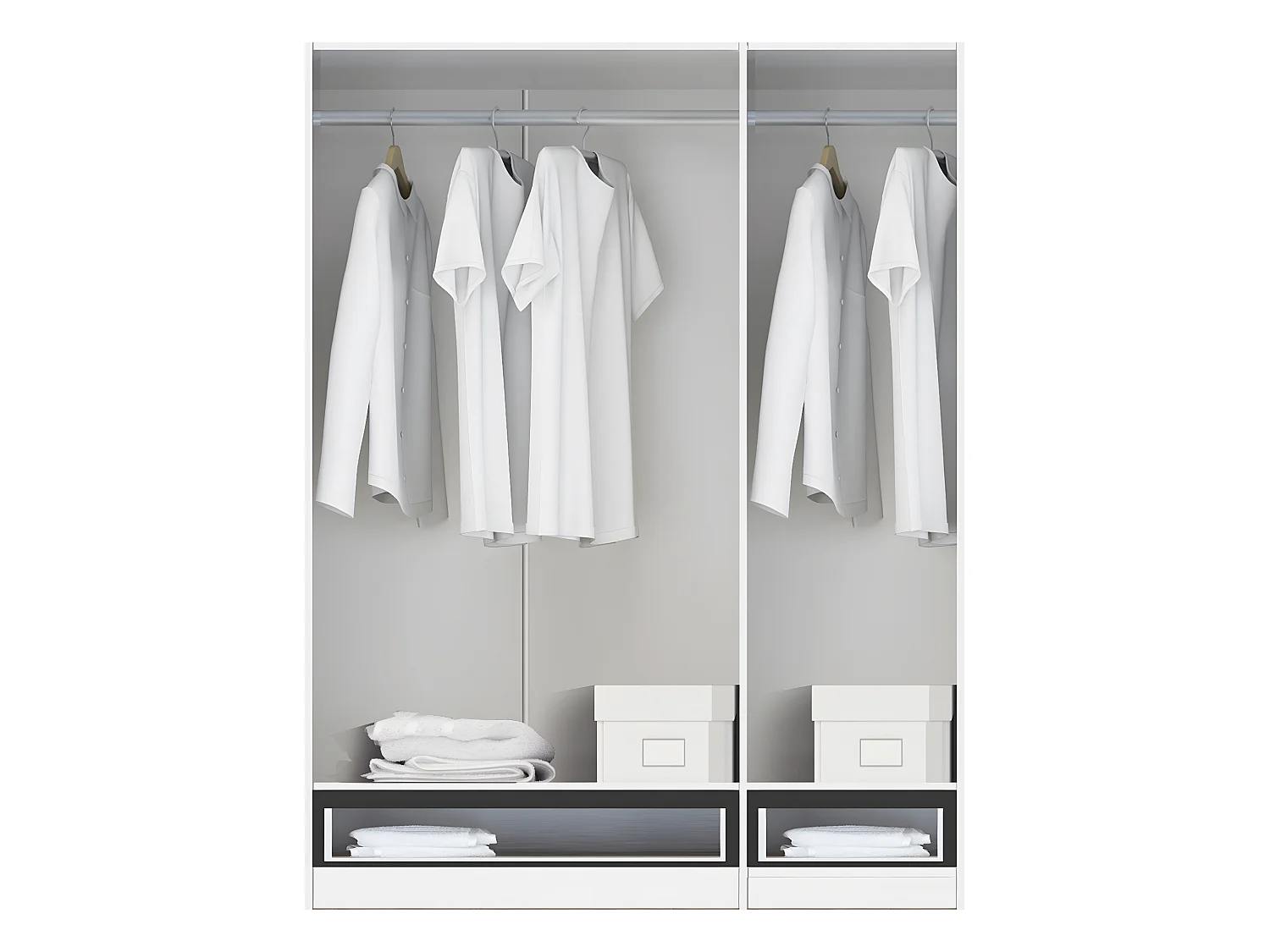 Armoire / placard de rangement de 3 portes + 2 tiroirs coloris Blanc / Chêne Cambrian - longueur 152 x profondeur 51 x hauteur 200 cm