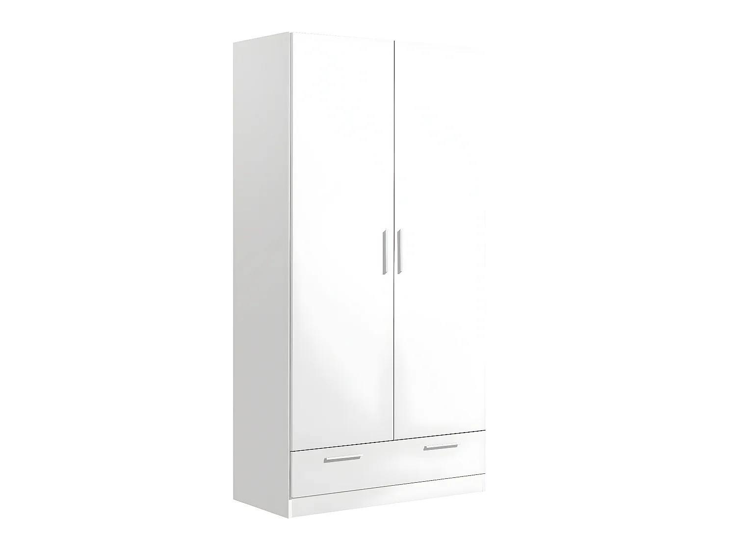 Armoire / placard de rangement de 2 portes + 1 tiroir coloris blanc - longueur 102 x profondeur 51 x hauteur 200 cm