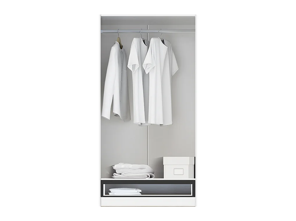 Armoire / placard de rangement de 2 portes + 1 tiroir coloris blanc - longueur 102 x profondeur 51 x hauteur 200 cm