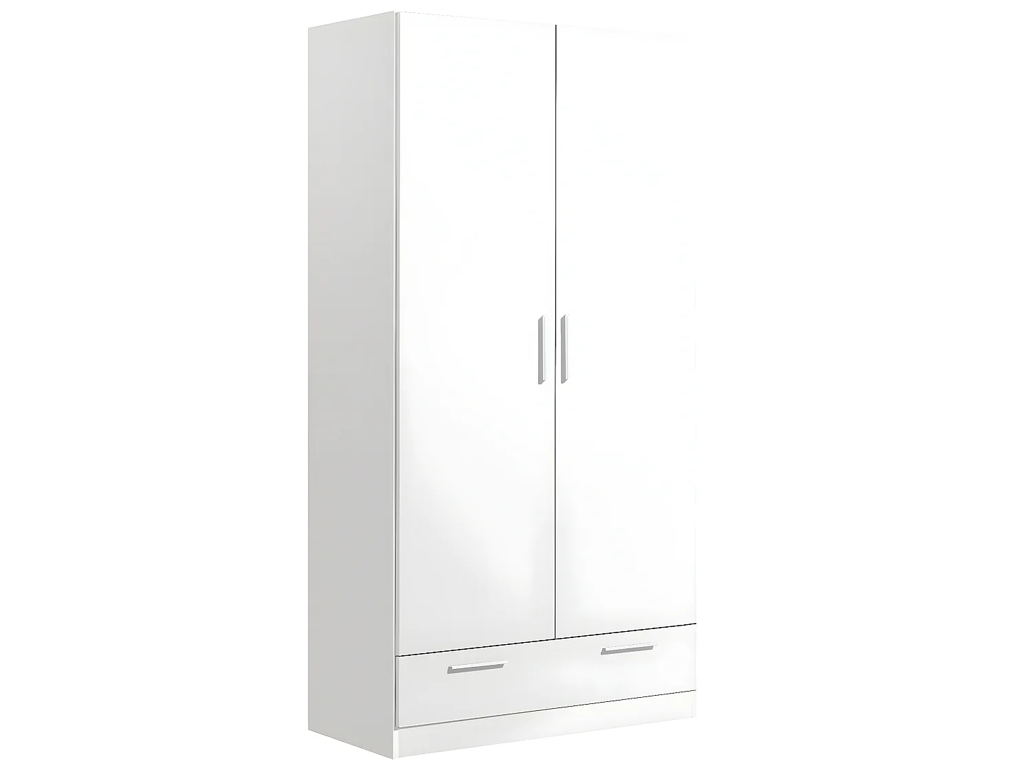 Armoire / placard de rangement de 2 portes + 1 tiroir coloris blanc - longueur 102 x profondeur 51 x hauteur 200 cm