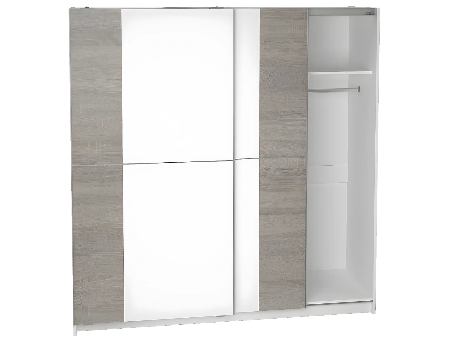 Armoire placard / meuble de rangement coloris chêne/blanc - Hauteur 200 x Longueur 180 x Profondeur 60 cm