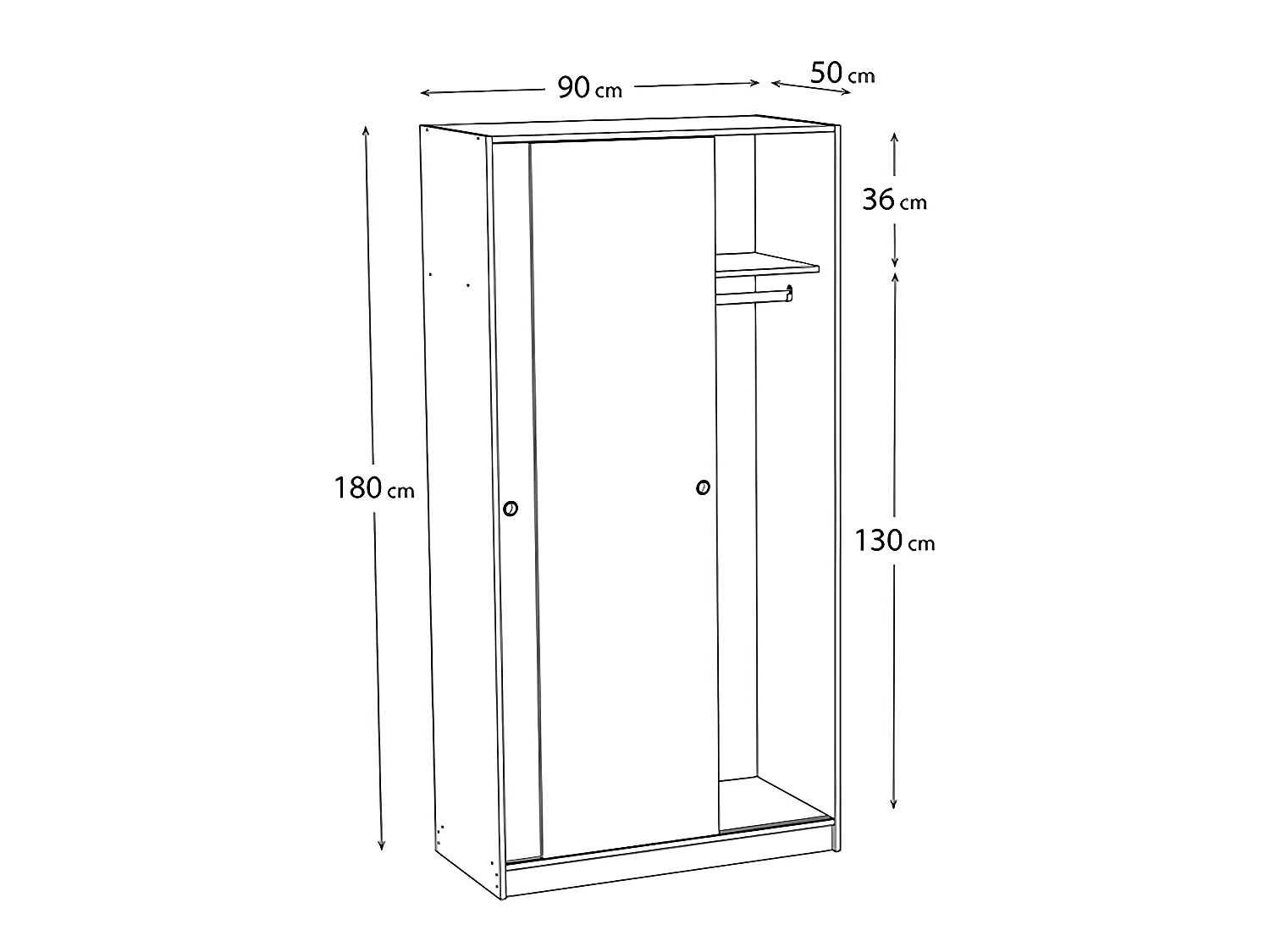 Armoire placard / meuble de rangement coloris blanc - Hauteur 180 x Longueur 90 x Profondeur 50 cm