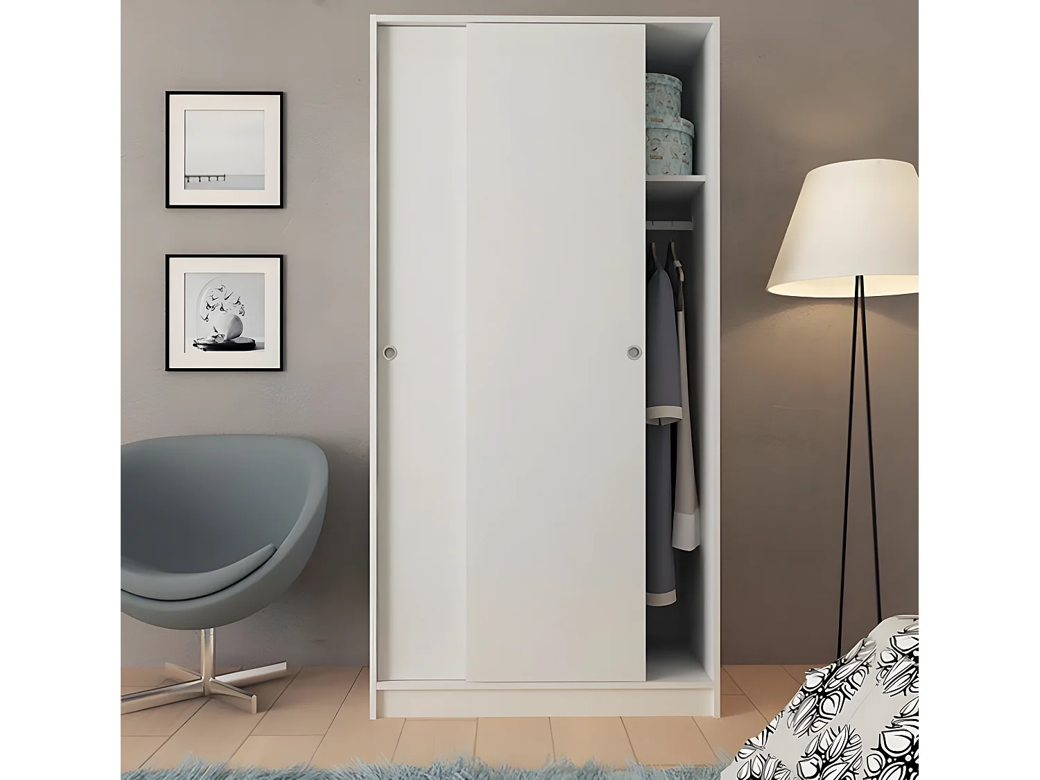 Armoire placard / meuble de rangement coloris blanc - Hauteur 180 x Longueur 90 x Profondeur 50 cm