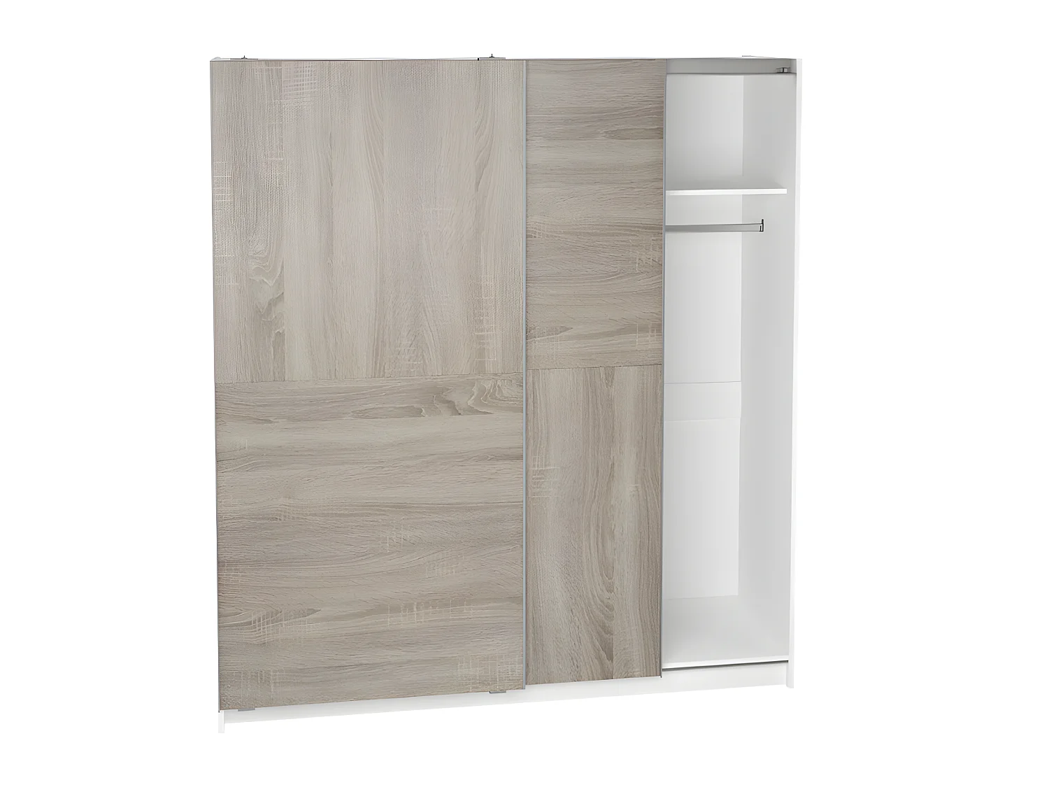 Armoire placard / meuble de rangement coloris chêne/blanc - Hauteur 200 x Longueur 180 x Profondeur 60 cm