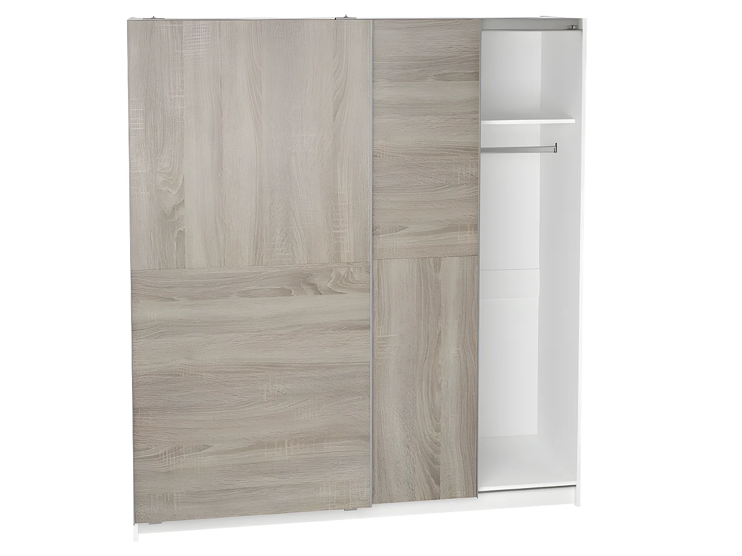 Armoire placard / meuble de rangement coloris chêne/blanc - Hauteur 200 x Longueur 180 x Profondeur 60 cm