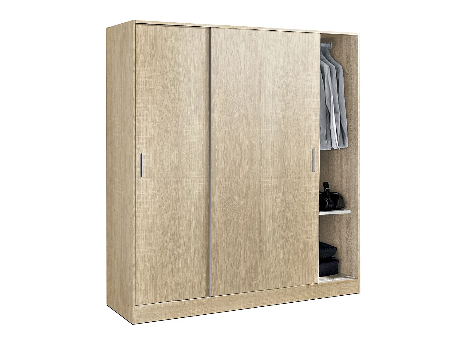 Armoire / placard de rangement de 2 portes coulissantes coloris Chêne Cambrian - longueur 182 x profondeur 56 x hauteur 200 cm