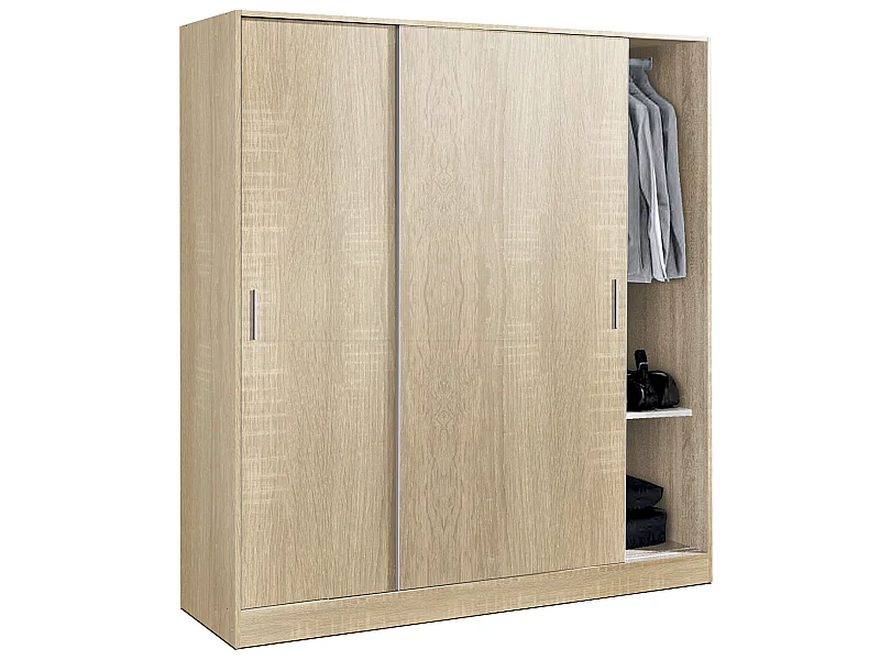 Armoire / placard de rangement de 2 portes coulissantes coloris Chêne Cambrian - longueur 182 x profondeur 56 x hauteur 200 cm