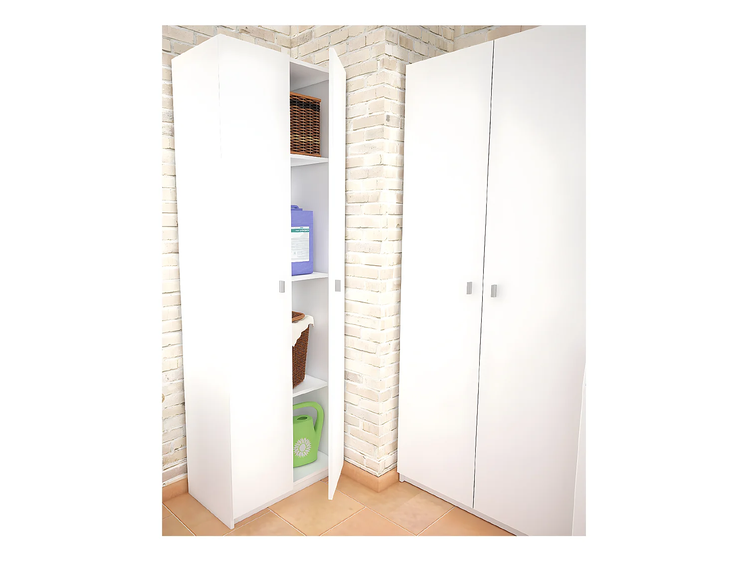 Armoire polyvalente coloris blanc - Hauteur 180 x Longueur 75 x Profondeur 35.6 cm