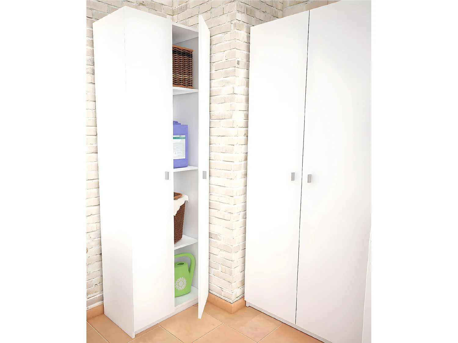 Armoire polyvalente coloris blanc - Hauteur 180 x Longueur 75 x Profondeur 35.6 cm