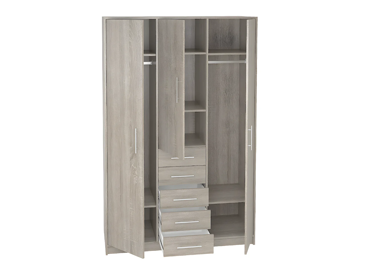 Armoire placard / meuble de rangement coloris Chêne Cortez - Hauteur 200 x Longueur 130 x Profondeur 50 cm