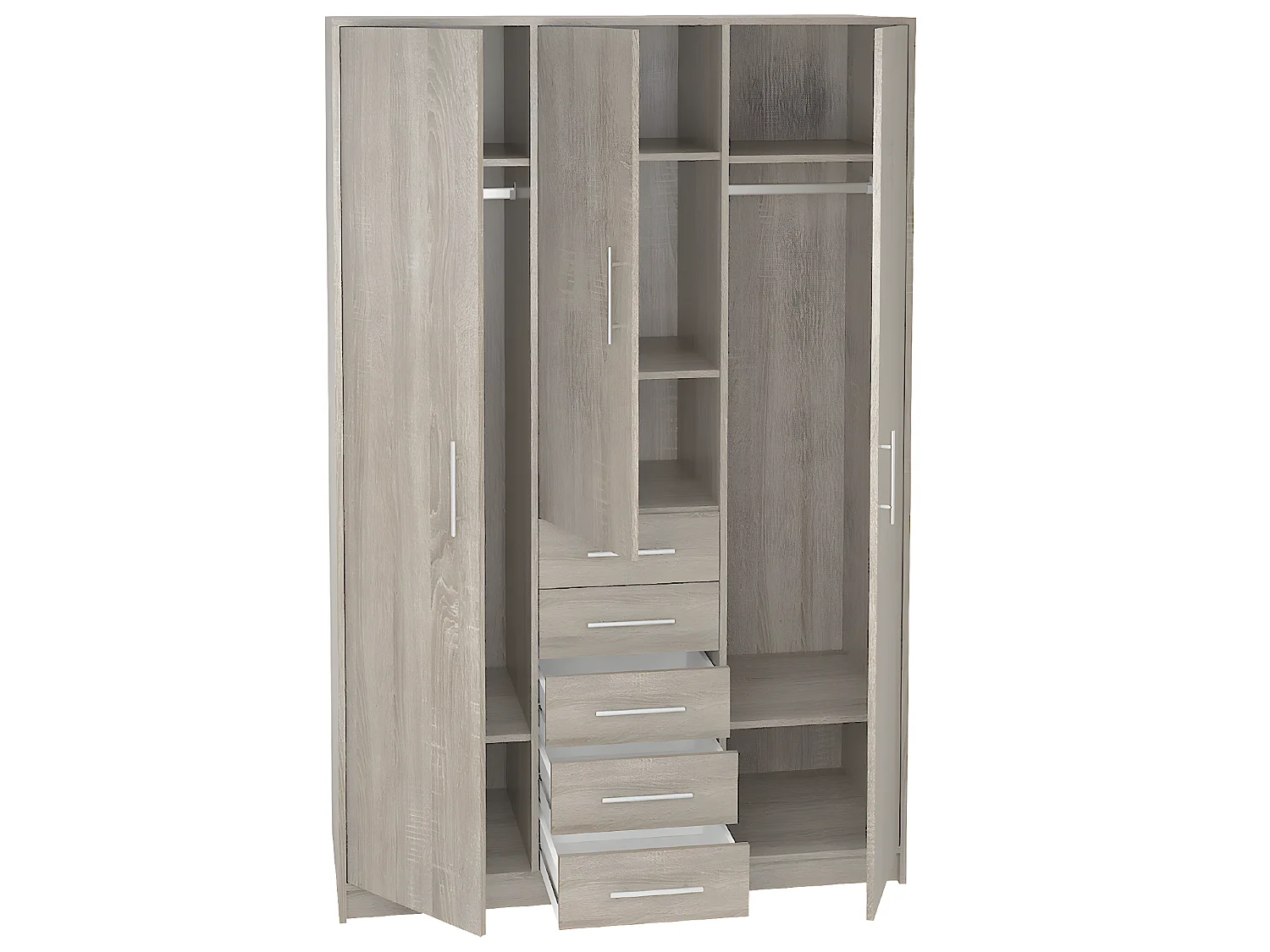 Armoire placard / meuble de rangement coloris Chêne Cortez - Hauteur 200 x Longueur 130 x Profondeur 50 cm