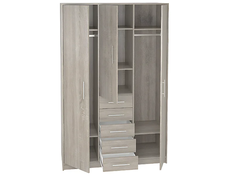 Armoire placard / meuble de rangement coloris Chêne Cortez - Hauteur 200 x Longueur 130 x Profondeur 50 cm
