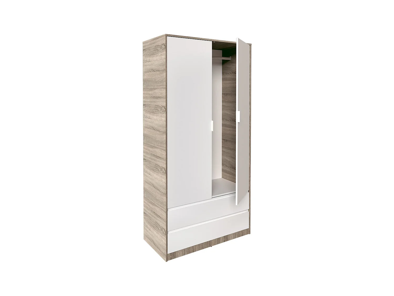 Armoire placard / meuble de rangement coloris chêne cortez / blanc - Longueur 100 x Hauteur 200 x Profondeur 50 cm