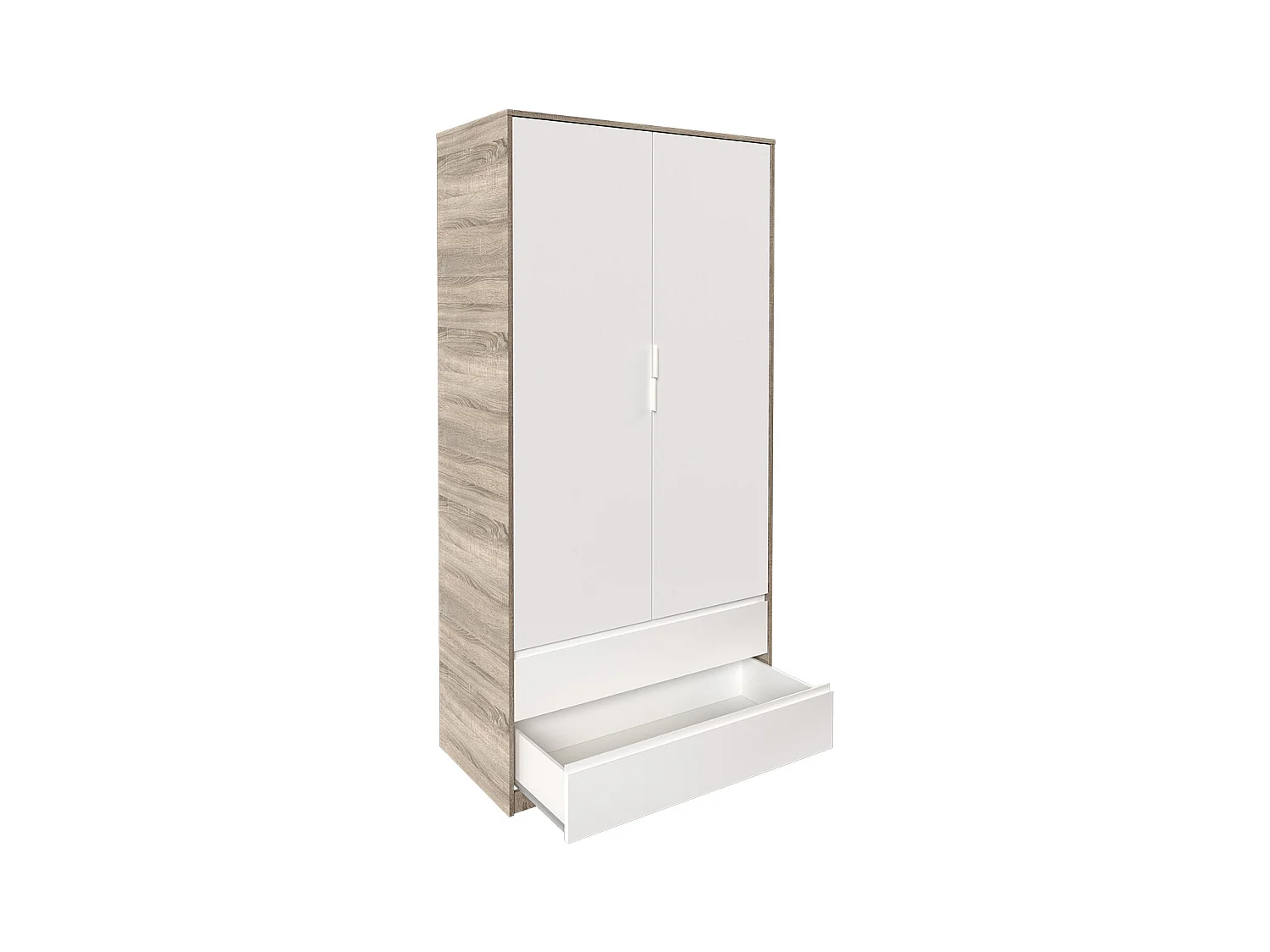 Armoire placard / meuble de rangement coloris chêne cortez / blanc - Longueur 100 x Hauteur 200 x Profondeur 50 cm